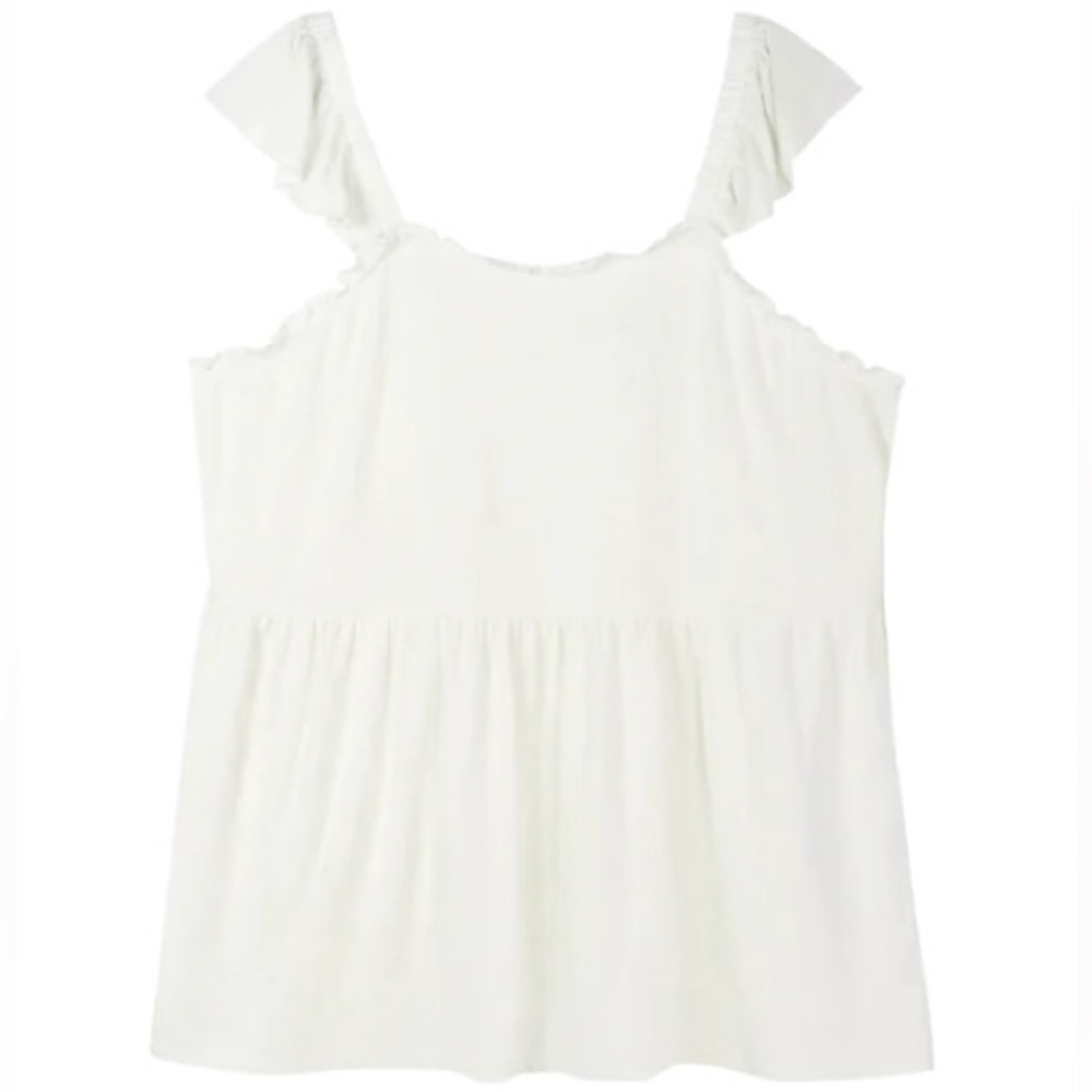 89th + Madison Ruffle Sleeve Tank 2X Chalk/White